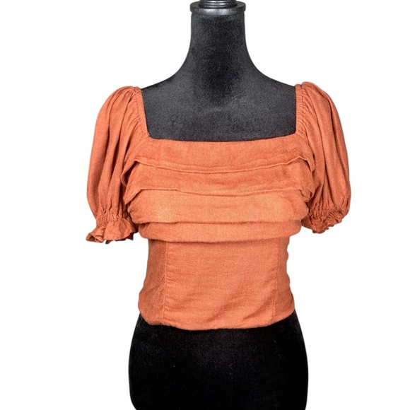 Abercrombie & Fitch Terracotta Puff Sleeve Blouse Size XS - Picture 1 of 7